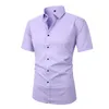 メンズトップ2024新しいエラスティックシャツメンズ半袖の袖のシャツノンアイロンカジュアルシャツ