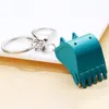 Keychains Creative Alloy Bulldozer Keychain Stereo Excavator Tools Car Key Metal Ring Pendant Accessories Men Mini Simulation Machine