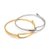 Uworld Minimalist Gold Color Tarnish Free Fashion Stainless Steel Bangle Bracelet Metal Texture Simple Open Charm Wrist Jewelry 240313