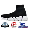 Designer Sock Shoes Graffiti White Black Red Beige Pink Clear Sole Lace-Up Neon Yellow Socks Speed ​​Runner Trainers Flat Patform Slip On Sneaker For Men Women