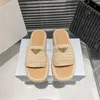 Womens plataforma slides designer ppdas chinelos crochê cristais sandálias natural branco luxo casual slide luxo chinelo verão sandália mulheres roupa diária sapatos