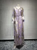 2022 Four Seasons New Muslim Womens Dress Hot Gold Robe femminile in due pezzi con cintura