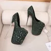 Chaussures habillées Shuzumia Femmes 2020 Dentelle Femme Pompes Plus Taille Métal Stiletto 22cm Super Haute Plate-Forme Étanche Femme Sexy Talons H240325