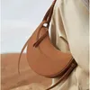 Drawstring Ladies Shoulder Bags Crossbody Leather Color Women Underarm Elegant Polana Crescent Guine Solid Sadel Designer