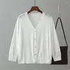 Женская трикотажная летняя тонкая длинная солнцезащитная рубашка Seeve, однобортное однобортное трикотажное пальто, верхний женский свободный вязаный кардиган из ледяного шелка для