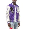 Customized Wool College Varsity Jacket For Men Leather Sleeve Plain Purple Lettermen Baseball Mens Versity 240319