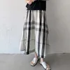 Röcke Casual Lange Für Frauen Sommer 2024 Elastische Taille Kontrast Farbe Plaid Maxi Rock Koreanischen Stil Lose Fit Weibliche Kleidung