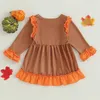 Girl Dresses Thanksgiving Baby Tulle Dress Turkey Print Patchwork Long Sleeve Toddler Kid Princess