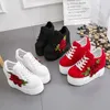Casual schoenen geborduurde bloemen canvas sneakers dames hoge wig sneaker mode wit/zwart/rood platform vrouw