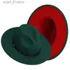 Boll Caps Fedora Womens Två ton filt Fedora Hat Buckle filt Panama Hatc24319