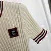 24 Summer Women Designer Tee Designer Tops With Striped Letter Mönster T Shirt Girls Milan Runway Crop Tops Brand Designer Pullover Shirt Outwear Slim Knits tröja