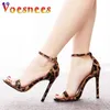 Sapatos de vestido 11cm leopardo estampado saltos ultra-altos plus size capa salto sandálias de verão sexy uma palavra banda festa stiletto mulheres novo h2403211l7o