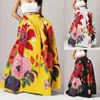 Röcke Frauen Kleid Bohemian Floral Print Maxi Langen Rock Hohe Taille Tasche Party Strand Gala Kleid Braut Hochzeit Vestido