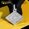 Certificat Gra personnalisé Moissanite luxe Baguette diamant 925 argent glacé Vvs Moissanite diamant pendentif