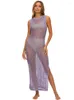 Robe de plage en Crochet pour femmes, Sexy, dos nu, transparente, tricotée, Maxi, couleur unie, costumes de bain de vacances, goutte, 2024