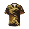 Men's Casual Shirts Glitter Cheetah Spots Vacation Shirt Male Glam Champagne Leopard Print Hawaii Graphic Classic Oversize Blouses