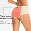 Bragas para mujer, calzoncillos menstruales, ropa interior cómoda de seguridad, cintura media, algodón, transpirable, a prueba de fugas, pantalones de Color sólido, M-6XL