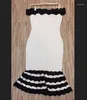 Casual Dresses Women Dress 2024 Summer Sexy Off Shoulder White and Black Rayon Bandage Style Short Party Beach Vestidos