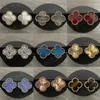 Tasarımcı Yonca Studs Küpe Vintage Dört Yaprak Clover Charm Saplama Küpe Geri Pear-Pear Steinl Çelik Altın Saplamalar Kadınlar İçin Agate Düğün Yahudi Q3K5#