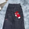 メンズデザイナージーンズjnco y2kストリートウェアファッションヒップホップボクシンググローブグラフィックプリントバギーブラックパンツメン女性