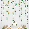 Decoração de festa verde branco ouro amor coração guirlandas pendurado papel streamers banner para casamento nupcial decorações de aniversário