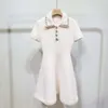 Casual Kleider Frauen Mode Kurzarm Süße Kleid Revers Perlen Elegante Kleine Duftende Hohe Qualität Weiß Mini Französisch Weibliche Vestidos