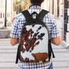 Sac à dos rustique en fausse fourrure de vache, sac à livres pour étudiants, convient aux ordinateurs portables de 15 pouces, sacs à texture de peau de vache animale