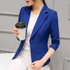 Abiti da donna Primavera Slim Plus Size 2xl Giacca da donna Blu Manica lunga Bottone singolo Ragazze Moda Casual Completo da ufficio Office Lady Top