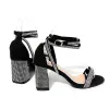 أحذية الحفلات النسائية الفاخرة للسيدات السوداء الكثافة الكثيفة مع صندل حزام في الكاحل