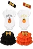 Nouveau-né bébé barboteuse costume infantile bébé Halloween citrouille thème vêtements bébé filles lettre noeud papillon maille TUTU jupe avec bandeau 068886222