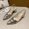 Scarpe eleganti per le donne 2024 Primavera Moda in pelle Tacchi alti Punta a punta Oro da sposa da sposa femminile Zapatos De Mujer