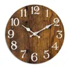 Wall Clocks 10-Inch Round Wood Clock Vintage Rustic Battery Operated Low Noise Living Room Digital Analog Home Decor