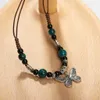 Pendant Necklaces Handmade Ceramic Butterfly Vintage Bohemian Ethnic Style Necklace Pendant with Ceramic Beads Adjustable Size X862L2403L2403