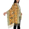 Scarves Ladies Long Antique Chinese Pictorial Birds Tree Rug Women Winter Fall Thick Warm Tassel Shawl Wrap Bohemian Scarf