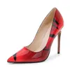 Geklede schoenen rood bedrukt dames superhoge hakken schoen sexy dames puntschoen stiletto pumps gemengde kleuren ontwerp 12 cm instapper feest H2403217P7I