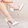 Dress Shoes European And American New Pointed Head Women Pumps Fashion Buckle Strap Runway 12CM Hollow Out Shallow Mouth High Heels H240321TFAC6FKS