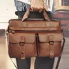 Briefcases Men'S Briefcase Genuine Leather Vintage Executive Handbag Tote Computer Document Shoulder Business Messenger Crossbody Side Bag