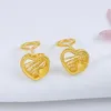 Boucles d'oreilles à tige en or jaune pur 999 véritable 24 carats, filigrane 5G, cœur aimant, crochet / 2.1-2.2g