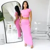 Work Dresses Casual Short Sleeve Crop Top And Long Skirt Set Bodycon Y2k Two Piece Mini Women Summer 2 Outfits Sets