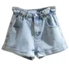 Jeans femininos de cintura alta bud denim shorts soltos verão all-match fino encaracolado a linha calças largas tendência