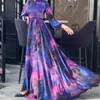 Ropa étnica Vestido musulmán satinado Impreso digital Abaya Dubai Vestidos largos africanos de lujo para mujeres con bufanda Hijab Fiesta islámica Kaftan
