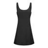 LU Summer Womens Designer Dress Yoga Solid Color Sleeveless Pads Strap Motion Run kommer med en inbyggd bröstkudde kläder