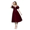 Factory Outlet Wholesale Women Sexy Off Shoulder Satin Velvet Deep v Evening Dress Prom Party