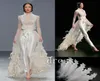 Designer Feather Women Jumpsuits Prom Dresses Long Sleeve Elegant Party Zuhair Murad Dress med löstagbar tågkvällsklänning Vest3186329