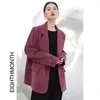 Kombinezony damskie Corduroy Chic Blazer Coat Kobiety Średnia długość 2024 Autumn and Winter Petite Design Sense Nisza Top Wysoka jakość kobiety