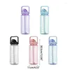 Water Bottles Flip Top With Straw Motivational Hydration Trackers Jugs Leak-Proof Reusable Sport Handle
