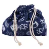 Vaisselle sac à déjeuner boîte à cordon japonaise isolée portefeuilles pour femmes en coton et lin