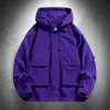 Purple Hoodie Jackets Men Windbreaker Jacket Hip Hop Solid Color Outdoor Sports Hooded Coats kläder 240307