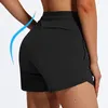 Shorts pour femmes pantalons de yoga en nylon Flare Run élastique Wasit culotte d'entraînement avec poches Sport pour femmes taille haute