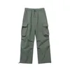 Męskie spodnie proste stylowy ładunek z wieloma kieszeniami luźne elastyczne talii modne spodnie streetwearne do bioder